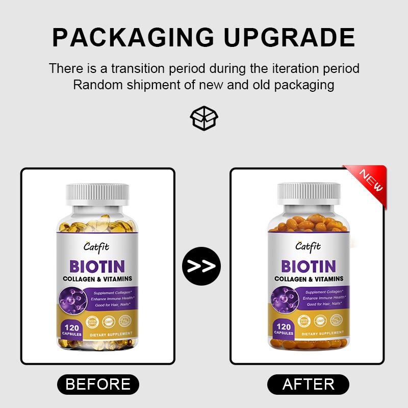 Catfit Biotin Capsules with Collagen and Vitamins for Hair Skin & Nails Care Growth Metabolism Support for Women and Men
