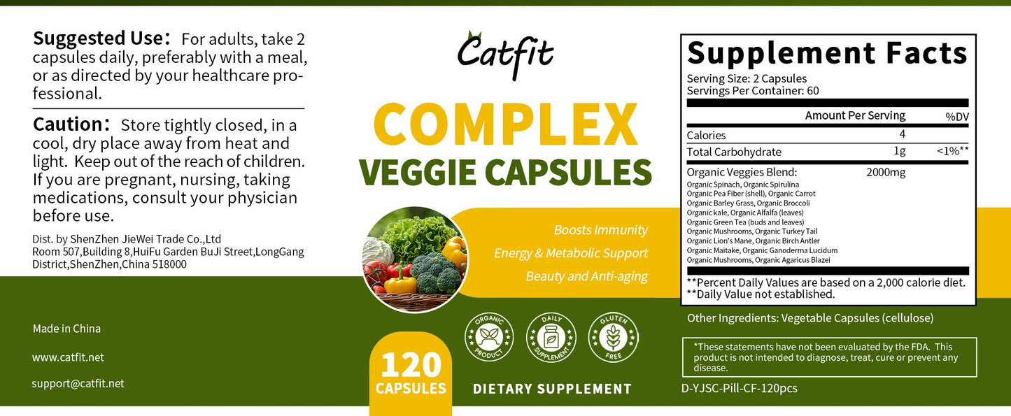 Catfit Complex Veggie Capsules Vitamin Minerals Diet Supplement Skin Beauty Health Energy