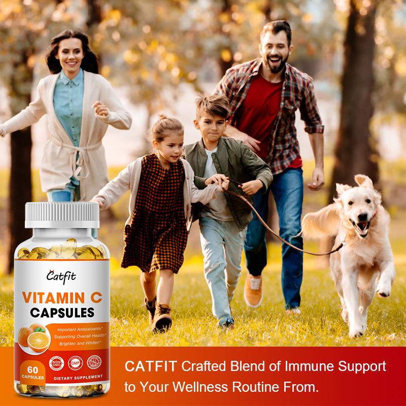 Catfit Vitamin C Capsules for for Immune System Support & Skin Health & Antioxidant Protection