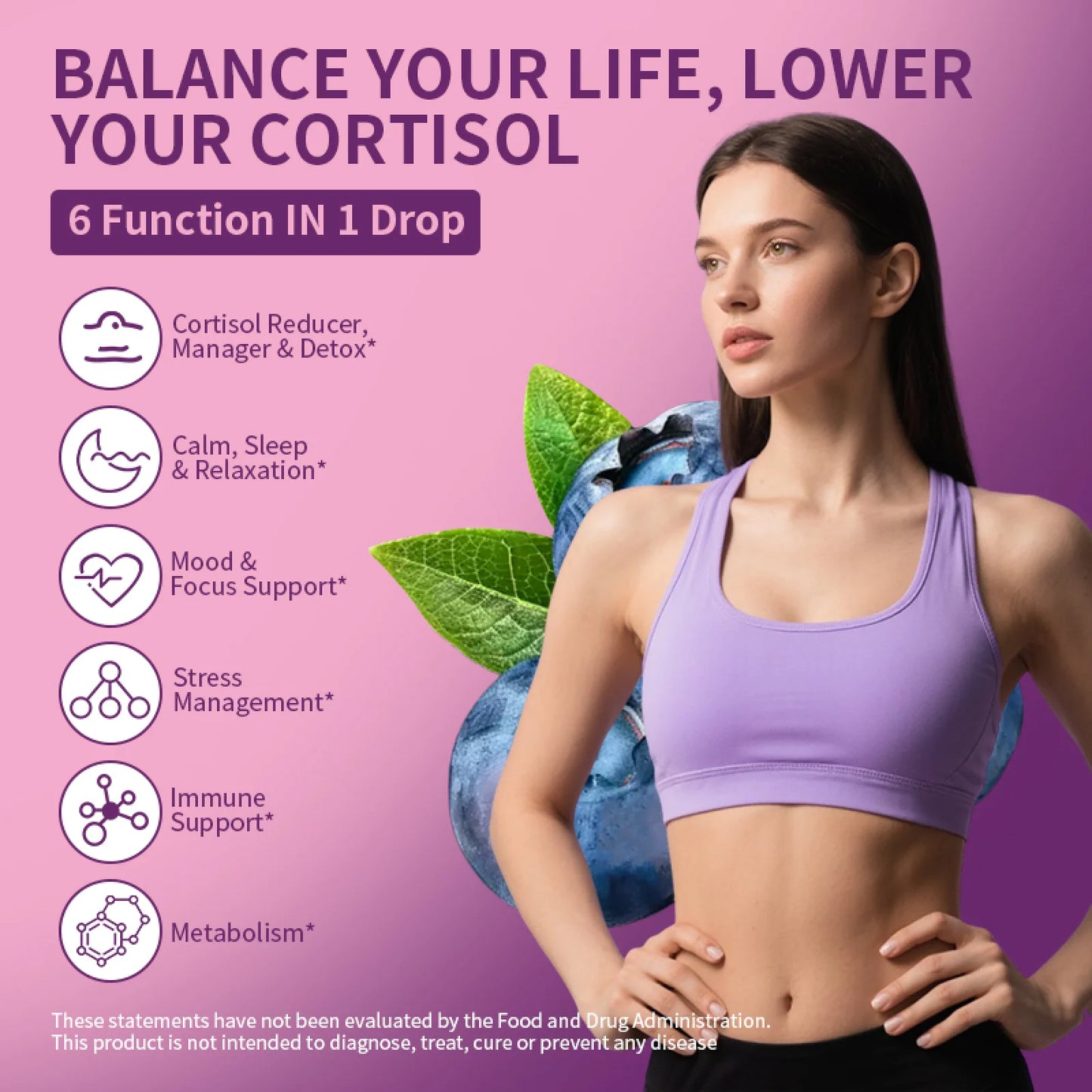 Cortisol Health Liquid Drops, Hormone Balance & Cortisol Manager, with Magnesium, Ashwagandha, L-theanine, Support Relaxation & Sleep, 2 fl oz