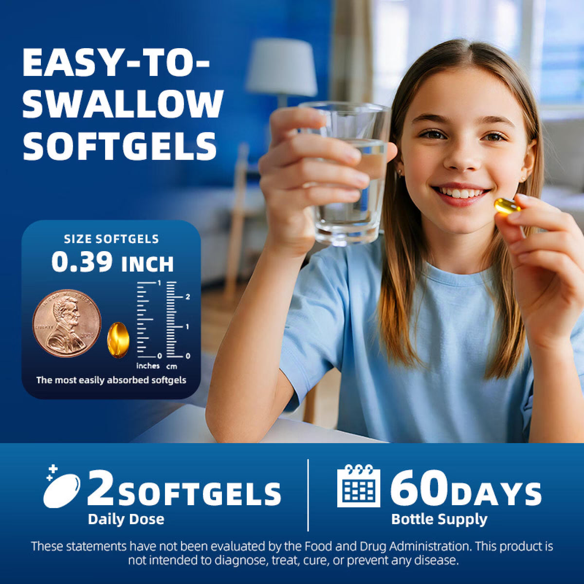 Fish Oil 1200mg Softgels - Omega 3 Fish Oil Supplements with Vitamin D3 - 120 Capsules (2 Pack)