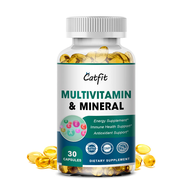 Catfit Daily Multivitamin & Minerals Capsules with 19 Essential Vitamins & Minerals To Boost Energy Immune Health Support Antioxidant