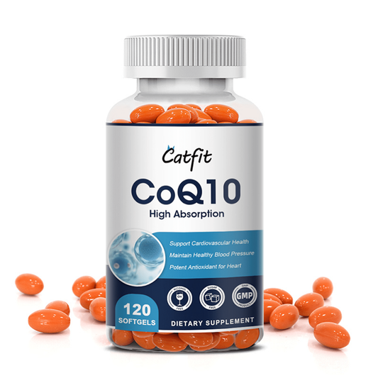 Catfit CoQ10 200mg Capsules | Premium Coenzyme Q10 Softgels High Absorption - Vegetarian 120CT