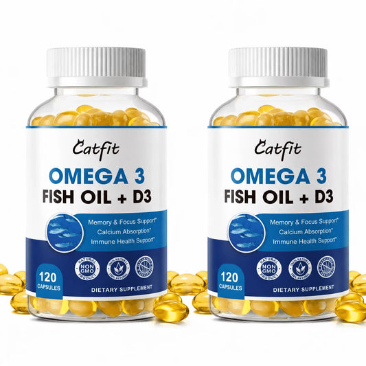 Fish Oil 1200mg Softgels - Omega 3 Fish Oil Supplements with Vitamin D3 - 120 Capsules (2 Pack)