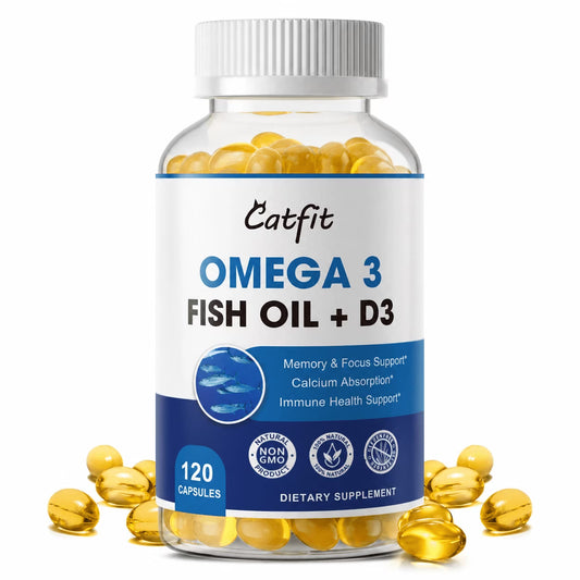 Fish Oil 1200mg Softgels - Omega 3 Fish Oil Supplements with Vitamin D3 - 120 Capsules