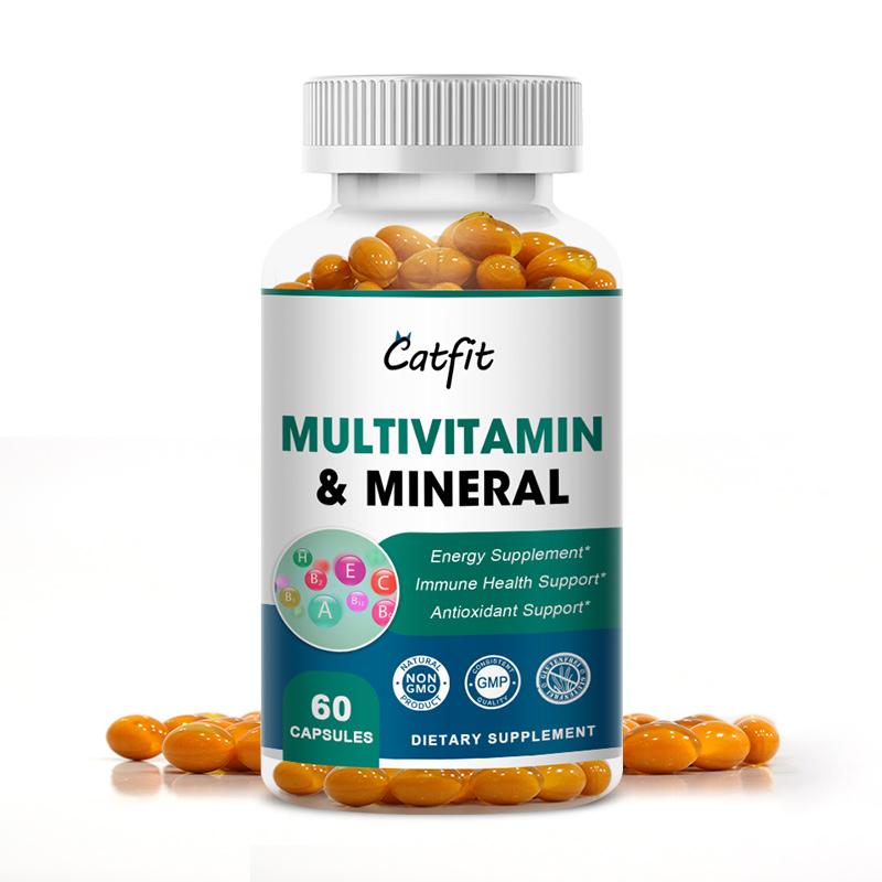 Catfit Daily Multivitamin & Minerals Capsules with 19 Essential Vitamins & Minerals To Boost Energy Immune Health Support Antioxidant