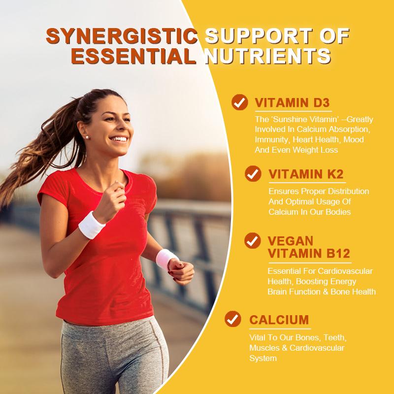 Catfit Calcium & Vitamin D3+K2+B12 Capsules Supports immune system, teeth, joints, heart health, Enhances calcium absorption & bone strength, Boosts mood, energy, & muscle function