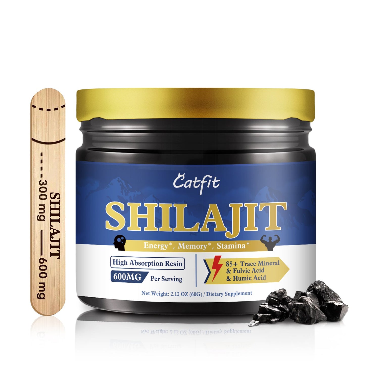 Shilajit Dietary Supplement 600mg Rich Minerals Increase Overall Energy Enhance Mental Clarity Concentration Make Body More Relaxed Energetic Help Men Increase Energy Accelerate Blood Flow