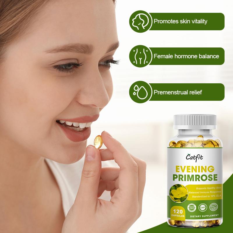 Evening Primrose Capsules 400mg Supports Hormonal Balance, Immunity, Healthy Skin and Heart Health Daily Vitamin Non-GMO