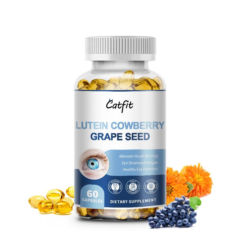 Catfit Lutein Cowberry Grape Seed Capsules Supports healthy vision, reduces eye strain & fatigue, maintains eye moisture, alleviates visual blurring, replenishes macular pigment