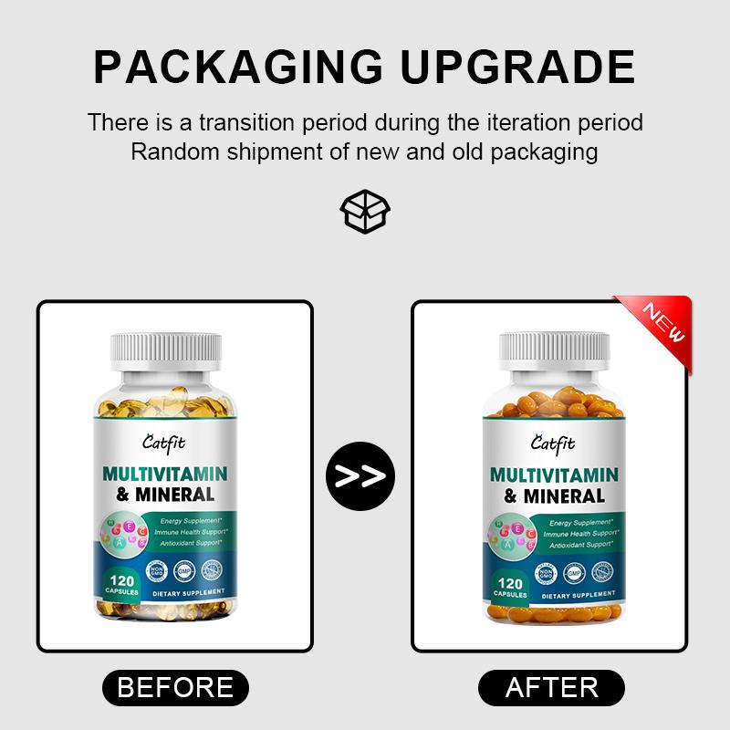 Catfit Daily Multivitamin & Minerals Capsules with 19 Essential Vitamins & Minerals To Boost Energy Immune Health Support Antioxidant