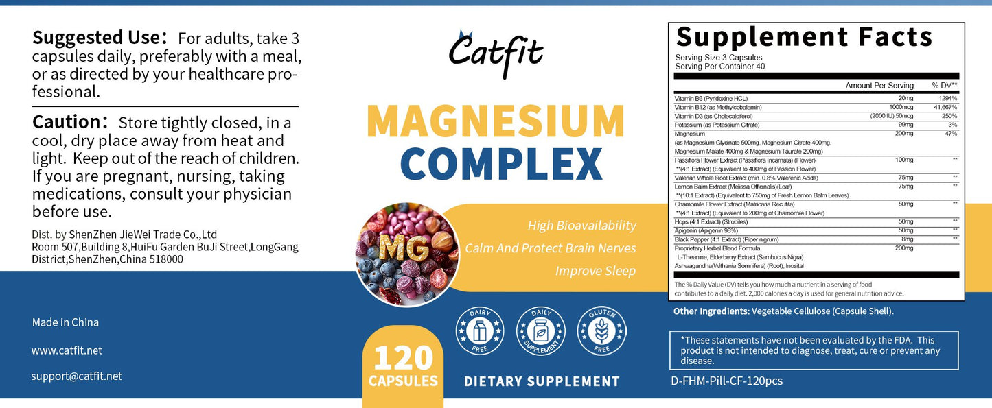 Magnesium Complex 200 mg Capsules Supplement for Muscle Relaxation