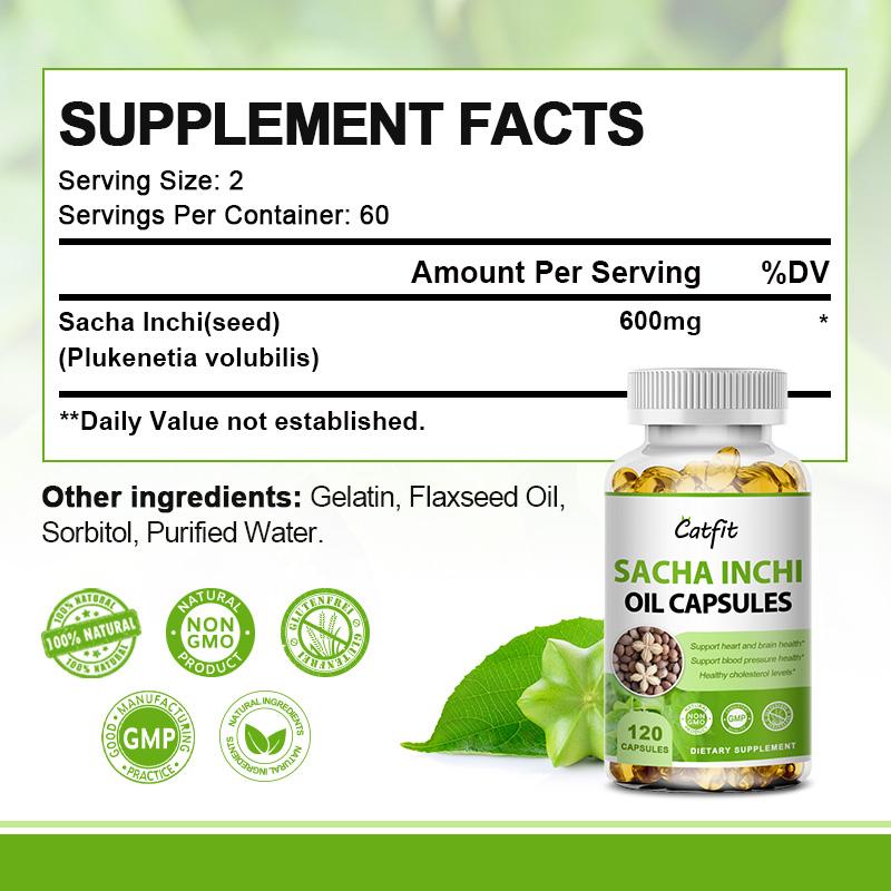 Sacha Inchi Oil Capsules 600mg Rich Source of Flaxseed Oil Essential Fatty Acids Antioxidants Improve Skin and Hair Health Odorless Softgel Much Healthier Than Fish Oil