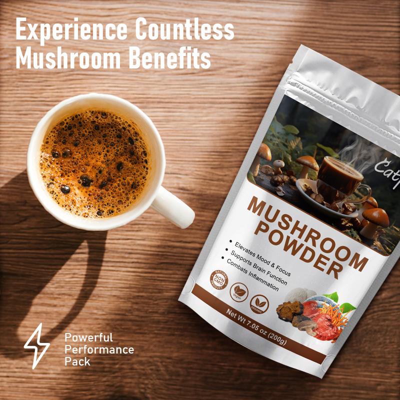 Mushroom Coffee Alternative Blend - Supports Memory Cognition, Clarity, Improves Mood, Enhances Concentration, Brain and Immune Supplement - Instant Coffee Powder