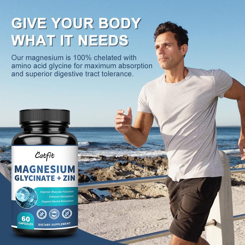 Magnesium Glycinate, Dietary Supplement, Supports Muscles, Heart, Nerves & Bones, Relieves Anxiety, Aids Sleep Functional Therapy, Easily Absorbed, Most Effective Magnesium Supplement,100% safe, non-toxic, non-GMO,60 Capsules