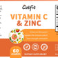 Catfit Vitamin C & Zinc Gummies for Adults & Teens - Immune Support Gummies - Immune Booster - Vegan, Gelatin Free, Gluten Free, GMO Free - Tasty Vitamin C Chewable Orange Flavored