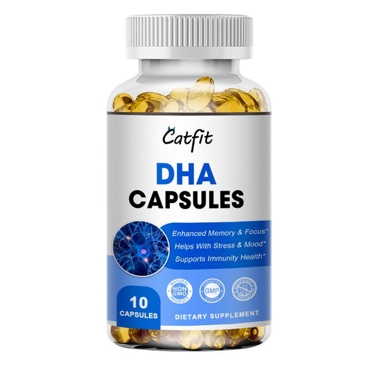 DHA Capsules 200mg Omega 3-Rich Brain Supplement for Anti-Aging Skin, Protects Eyes, Heart, Improves Brain Memory, Strengthens Immune System