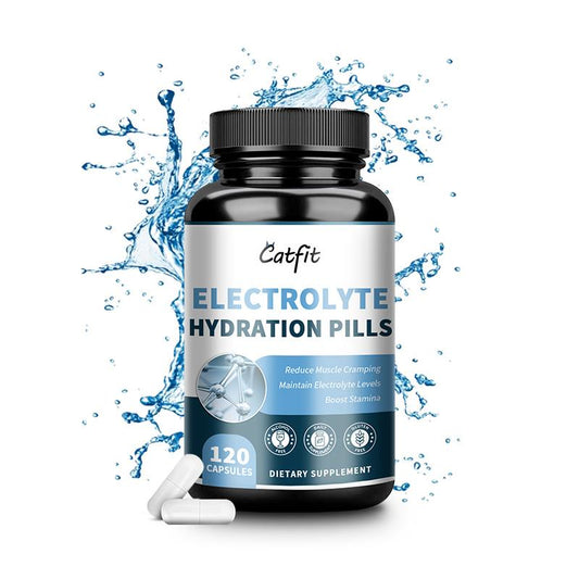 Catfit Electrolyte Hard Capsules Hydration Pills reduce heat stress, muscle cramping, maintain electrolyte levels, boost stamina, and avoid upset stomach, easy & taste-free