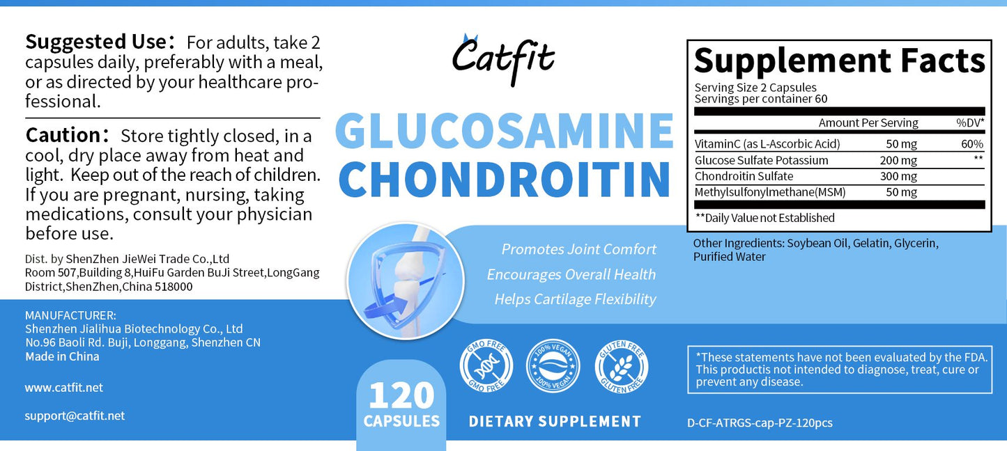 Glucosamine Chondroitin Capsules MSM Triple Strength 300 mg Comfortable for Hips, Knees, Joints and Back - Joint Supplement, Non-GMO