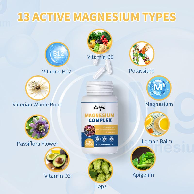 Magnesium Complex 200 mg Capsules Supplement for Muscle Relaxation