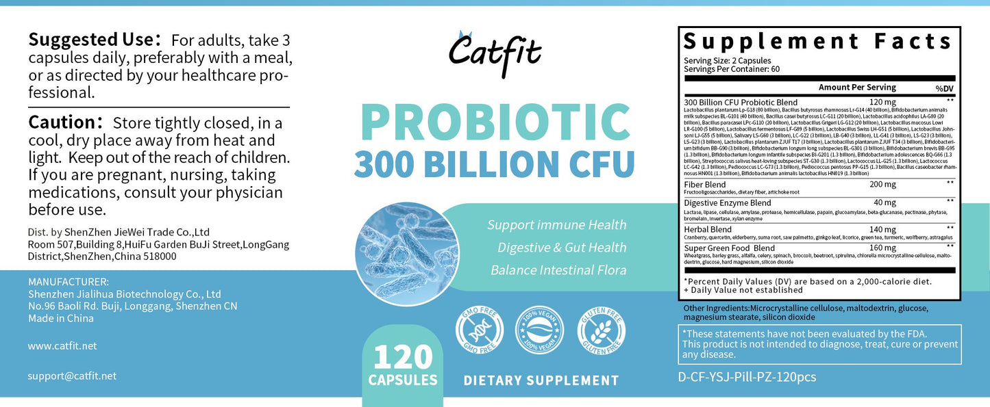 Probiotic, Supports Digestive Absorption, 300 Billion CFU - 10 Diverse Strains Plus Organic Prebiotic,Designed for Overall Digestive Health and Supports Occasional Constipation,Diarrhea,Bloating