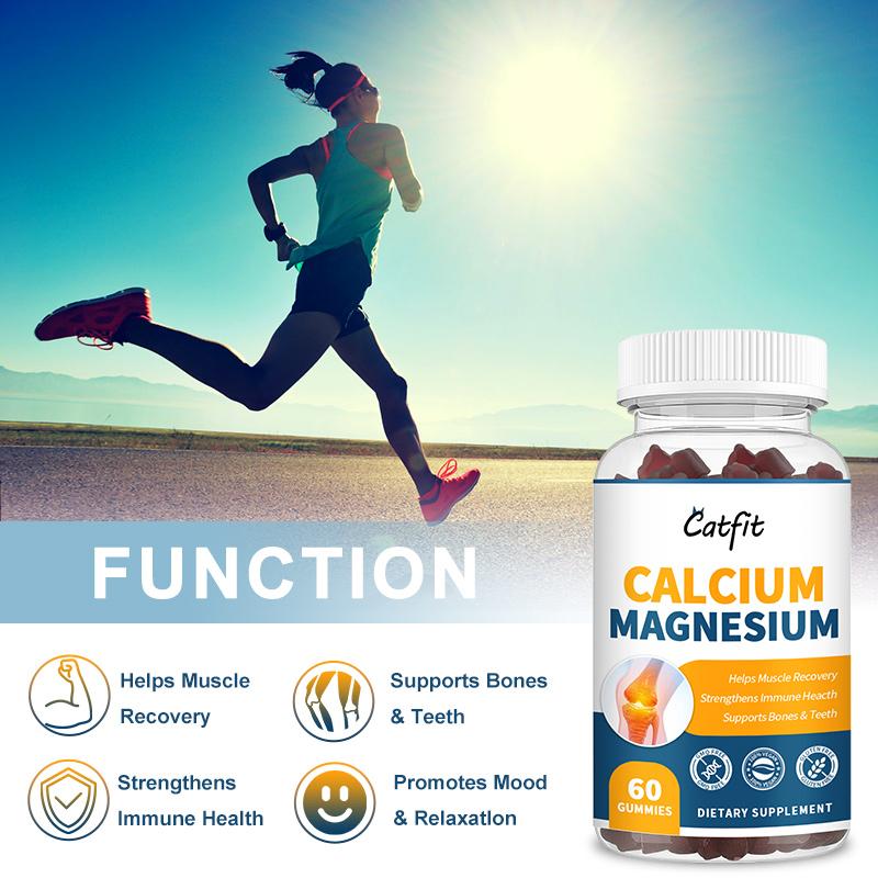 Catfit Calcium Magnesium Gummies Immune Support, Calcium Absorption, Metabolism, Bone & Teeth Strength, Helps Muscle Recovery, Promotes Mood & Relaxation