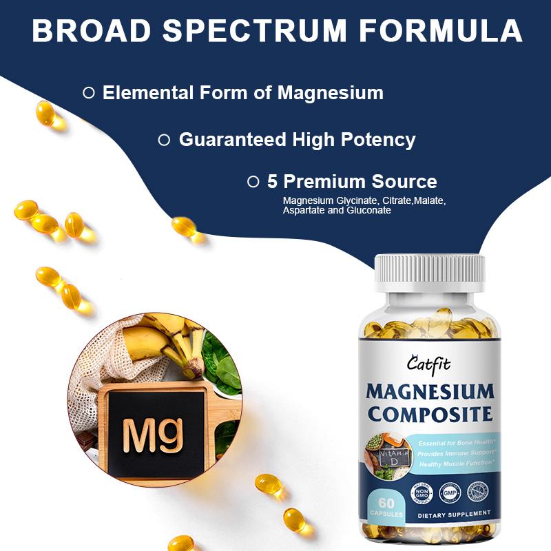 Highly Absorbable Magnesium Compsite Capsules 100mg Per Serving Maximum Absorption & Bioavailability, Dietary Supplement For Healthy Energy Musculoskeletal & Joint Support | Non-GMO, Vegan, Gluten Free And Soy