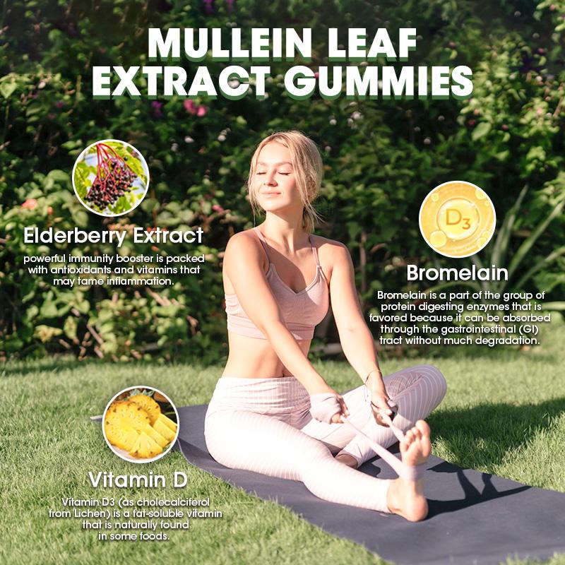 Mullein Gummies-Lung Cleanse-Organic Mullein Leaf Extract-Lung Detox-Respiratory Health-Organic Lung Health Herbal Supplement-200 mg -Non-GMO and Gluten -Free- 60 Vegan Capsules