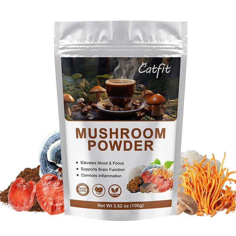 Mushroom Coffee Alternative Blend - Supports Memory Cognition, Clarity, Improves Mood, Enhances Concentration, Brain and Immune Supplement - Instant Coffee Powder