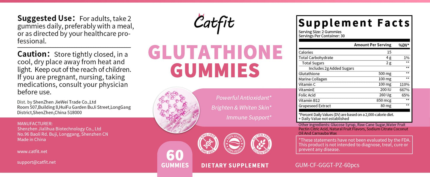 Glutathione Gummies Anti-Aging Whitening Gummies Skin Glow Vitamins Gummies Beauty Supplements Original Gummy 60Pcs/Bottle