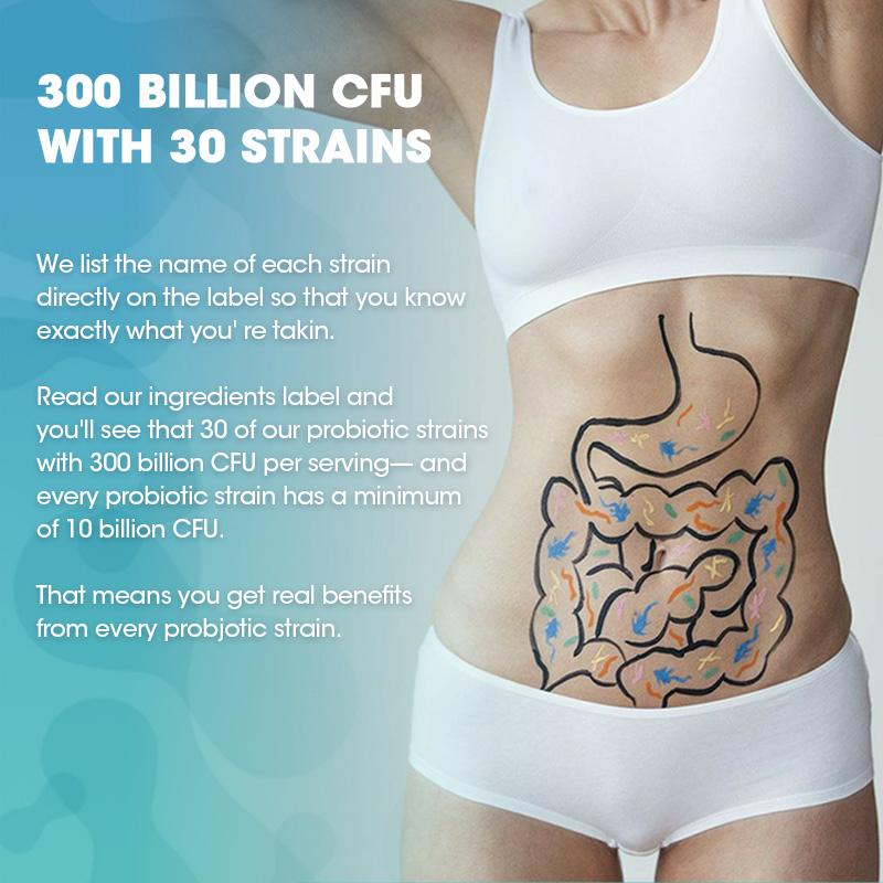 Probiotic, Supports Digestive Absorption, 300 Billion CFU - 10 Diverse Strains Plus Organic Prebiotic,Designed for Overall Digestive Health and Supports Occasional Constipation,Diarrhea,Bloating