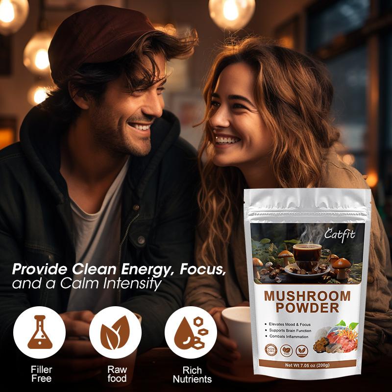 Mushroom Coffee Alternative Blend - Supports Memory Cognition, Clarity, Improves Mood, Enhances Concentration, Brain and Immune Supplement - Instant Coffee Powder