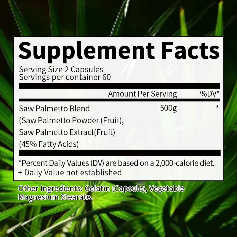 Catfit Saw Palmetto Hard Capsules Supports Drive, Energy & Mood, Urinary Health, Prostate Support, Healthy Hair, Skin & Nails. DHT Blocker, Active Male Health Supplement