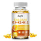 Catfit Calcium & Vitamin D3+K2+B12 Capsules Supports immune system, teeth, joints, heart health, Enhances calcium absorption & bone strength, Boosts mood, energy, & muscle function