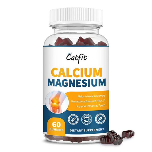 Catfit Calcium Magnesium Gummies Immune Support, Calcium Absorption, Metabolism, Bone & Teeth Strength, Helps Muscle Recovery, Promotes Mood & Relaxation