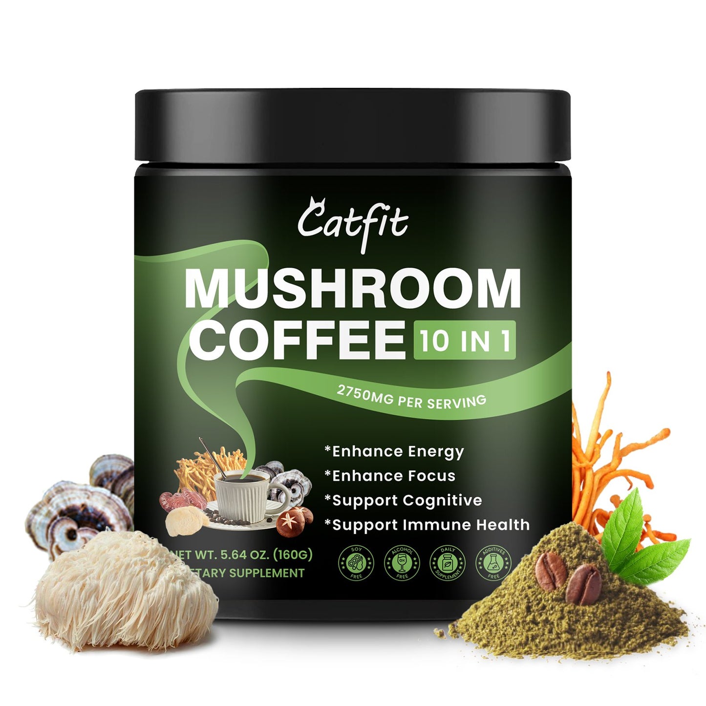 Mushroom Coffee Powder for Energy, Focus, Memory and Immunity 160g