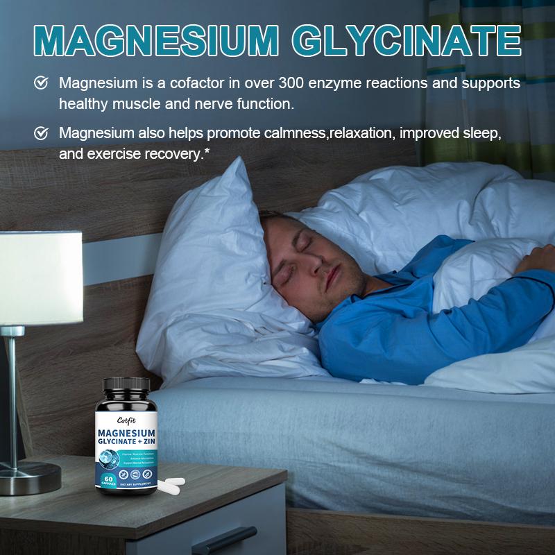 Magnesium Glycinate, Dietary Supplement, Supports Muscles, Heart, Nerves & Bones, Relieves Anxiety, Aids Sleep Functional Therapy, Easily Absorbed, Most Effective Magnesium Supplement,100% safe, non-toxic, non-GMO,60 Capsules