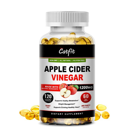 Catfit Natural Organic Apple Cider Vinegar Capsules for Gut Health, Immune Support, Digestion & Detox Cleanse Lose Weight Product