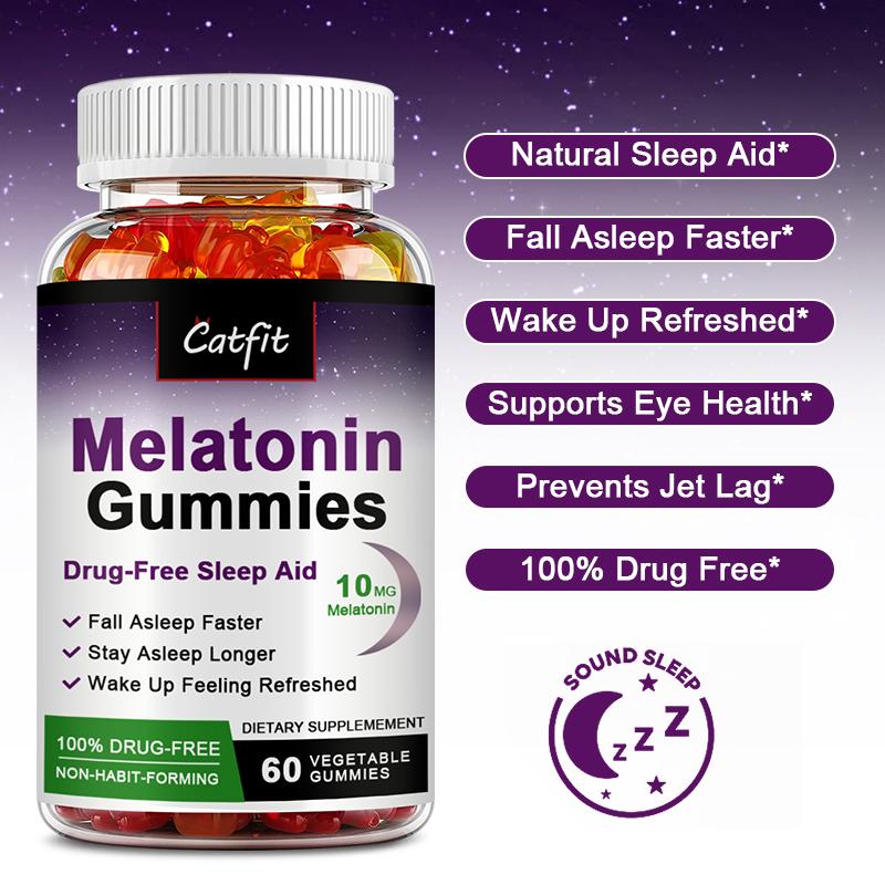 Catfit 10Mg Melatonin Gummies Vitamin B6 Relieve Stress, Improve Sleep Improve Body Immunity Healthy Product