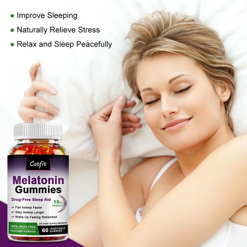 Catfit 10Mg Melatonin Gummies Vitamin B6 Relieve Stress, Improve Sleep Improve Body Immunity Healthy Product