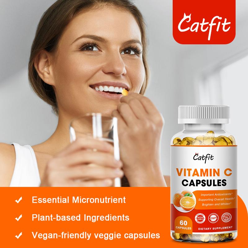 Catfit Vitamin C Capsules for for Immune System Support & Skin Health & Antioxidant Protection