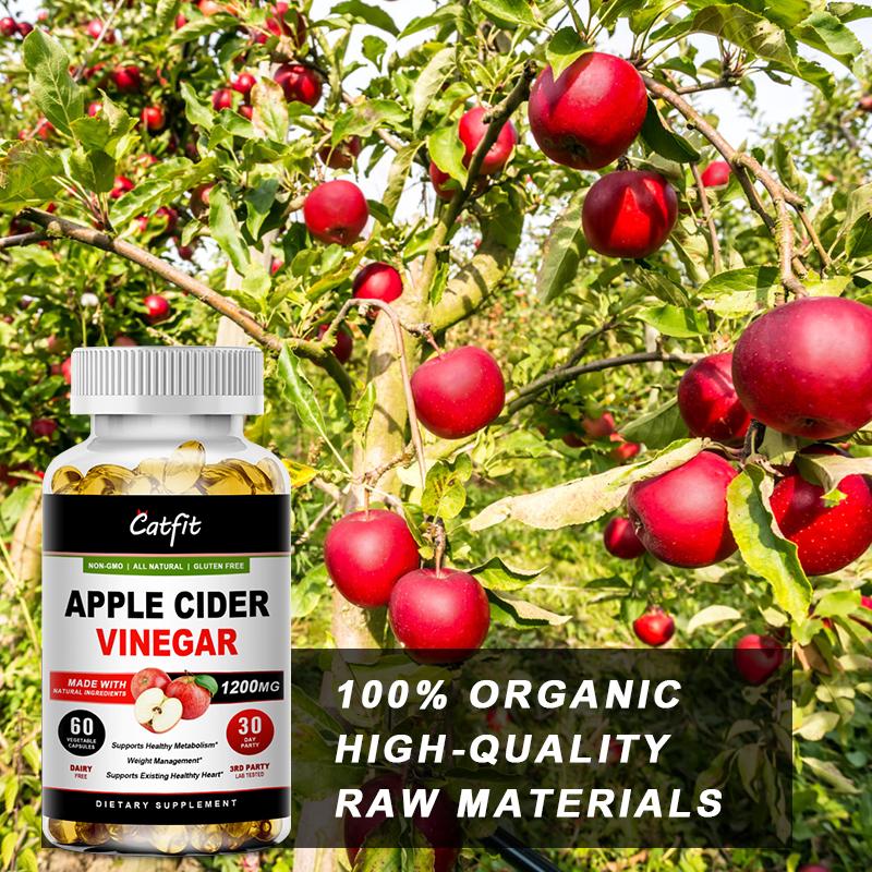 Catfit Natural Organic Apple Cider Vinegar Capsules for Gut Health, Immune Support, Digestion & Detox Cleanse Lose Weight Product