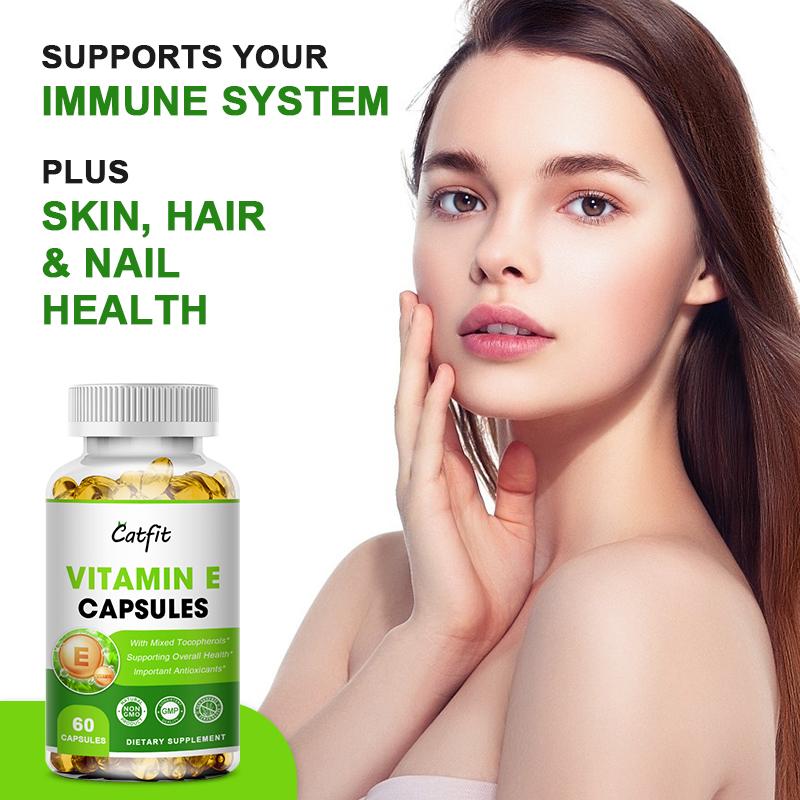 Catfit Vitamin E Capsules 400IU for Skin, Hair, Nails, Immune & Eye Health