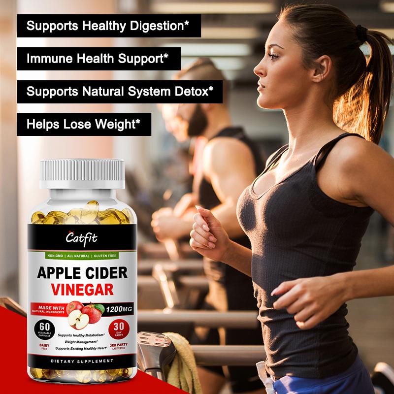 Catfit Natural Organic Apple Cider Vinegar Capsules for Gut Health, Immune Support, Digestion & Detox Cleanse Lose Weight Product