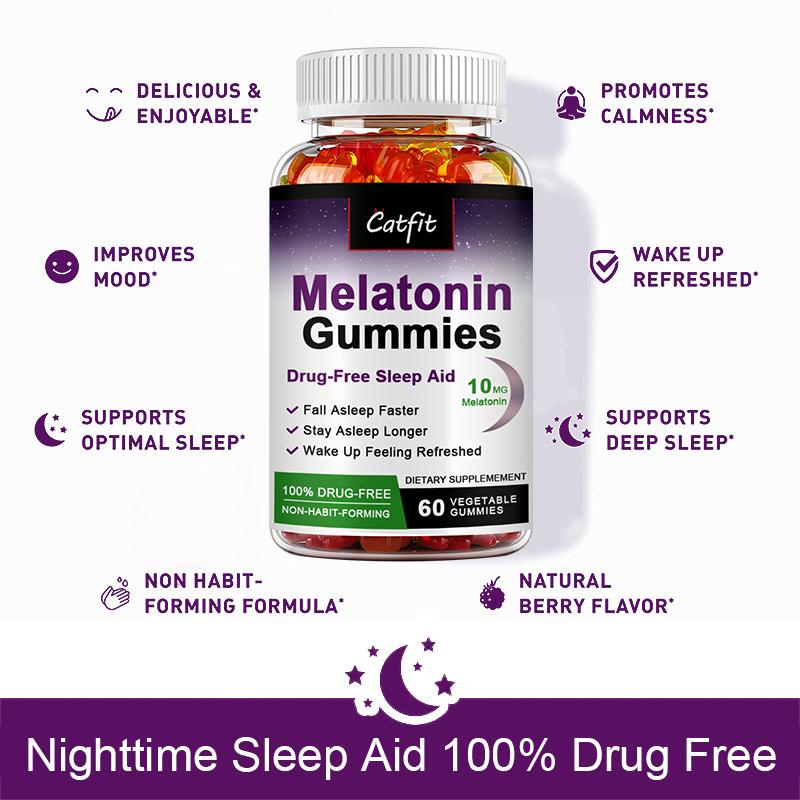 Catfit 10Mg Melatonin Gummies Vitamin B6 Relieve Stress, Improve Sleep Improve Body Immunity Healthy Product