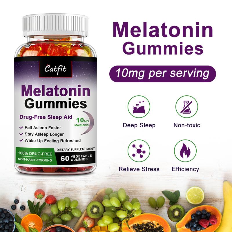 Catfit 10Mg Melatonin Gummies Vitamin B6 Relieve Stress, Improve Sleep