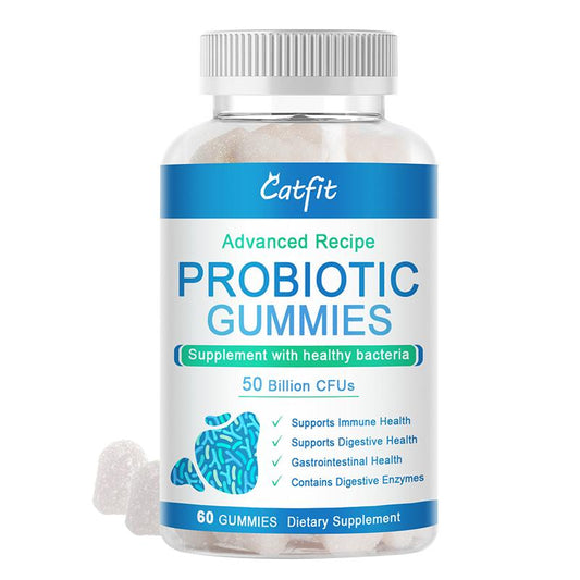 Catfit Probiotic Gummies Daily Immune Support Digestive Gummy 5 Billion CFU Gut Supplement Weight Loss Products for Adult 60pcs