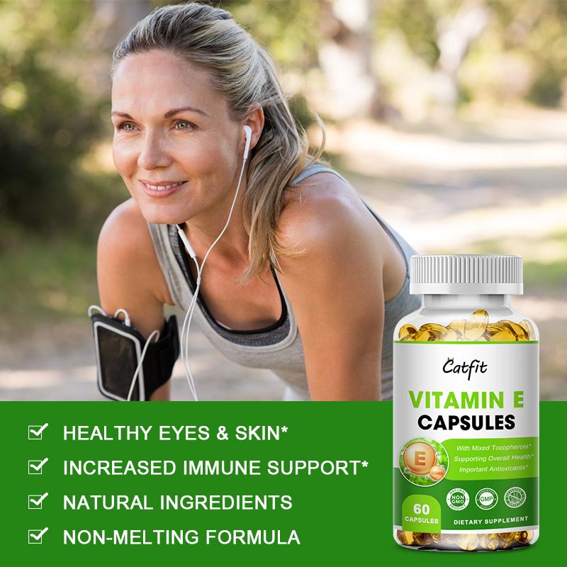 Catfit Vitamin E Capsules 400IU for Skin, Hair, Nails, Immune & Eye Health